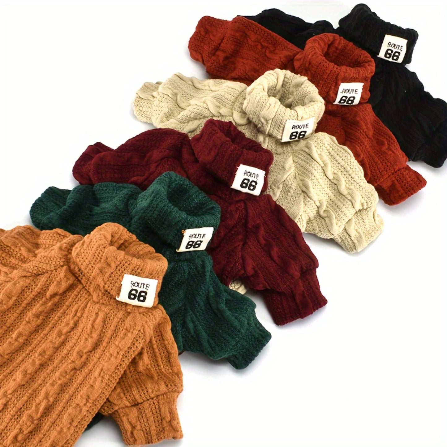 Pull Col Roulé Tricoté Brodé Animaux Hiver Chaud Confortable Chic