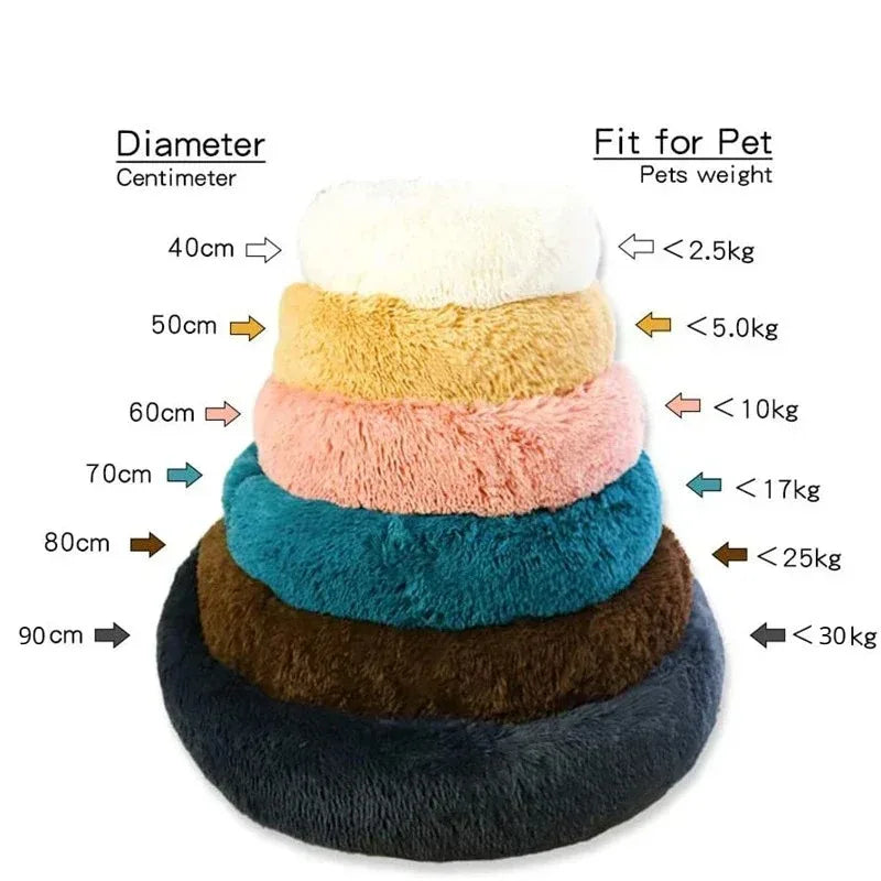 Lit Rond Douillet Hiver Lavable pour Chiens Chats Peluche Confortable