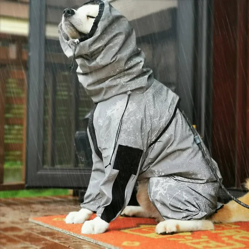 Imperméable Réfléchissant Grand Chien, Veste Pluie Capuche, Protection Solaire