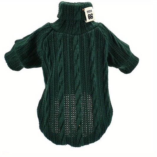 Pull Col Roulé Tricoté Brodé Animaux Hiver Chaud Confortable Chic