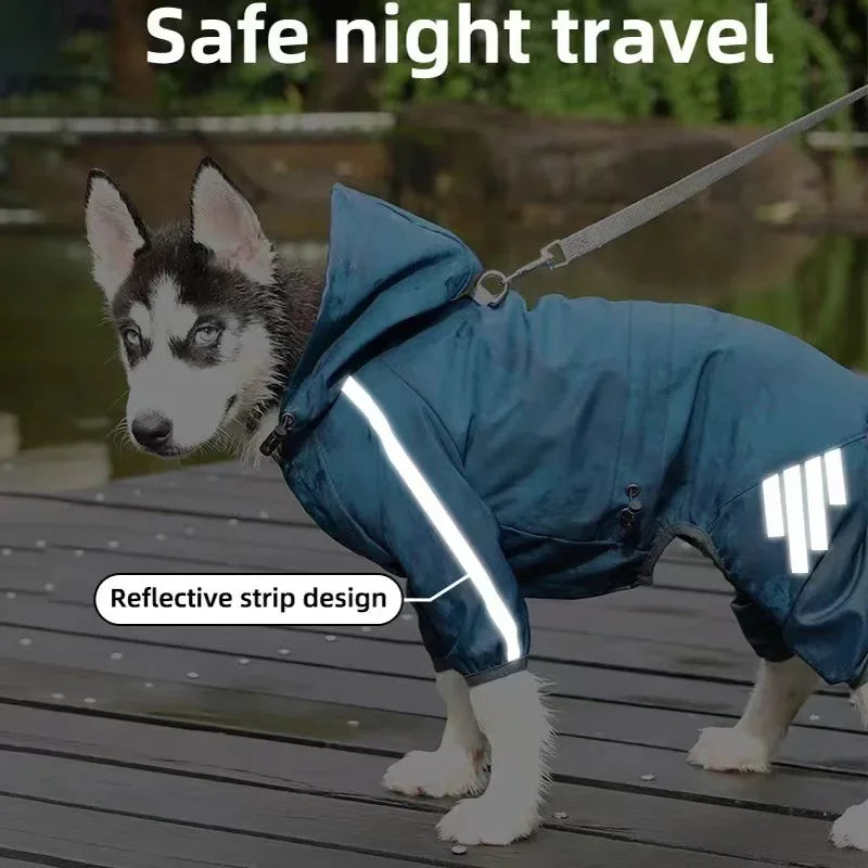 Manteau Imperméable Réfléchissant pour Chien - Veste Coupe-Vent Robuste Quatre Pattes