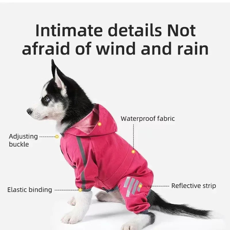 Manteau Imperméable Réfléchissant pour Chien - Veste Coupe-Vent Robuste Quatre Pattes