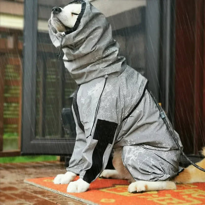 Imperméable Réfléchissant Grand Chien, Veste Pluie Capuche, Protection Solaire